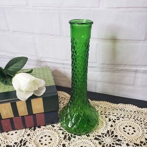 MCM Vintage Hoosier Emerald Green Glass Genie Vase 9" Grandmillennial